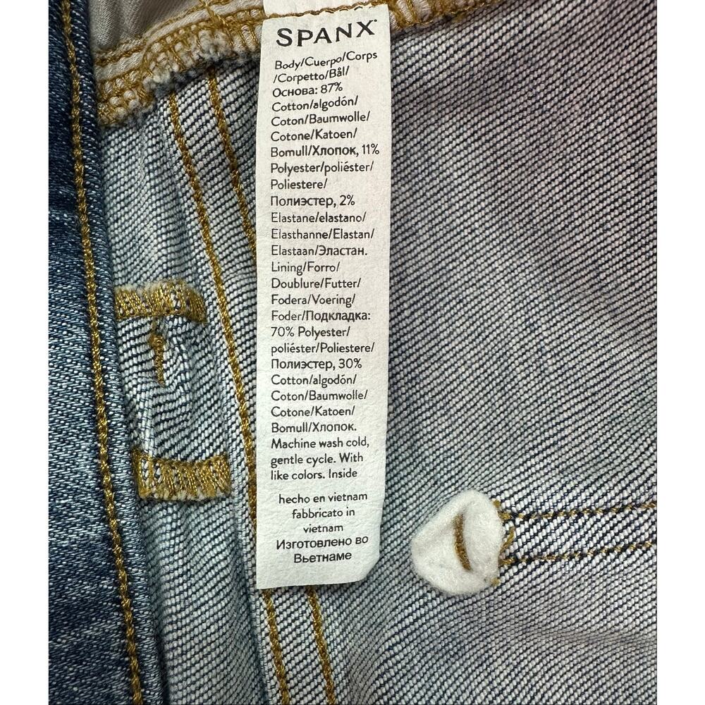 NWOT SPANX Denim Cropped Kick Flare Pull On Jeans Vintage Light Wash Size L - Picture 12 of 12